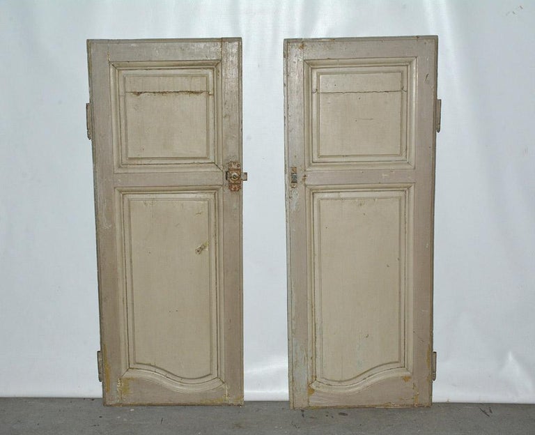 Antique French Painted Paneled Cupboard Doors For Sale at 1stDibs