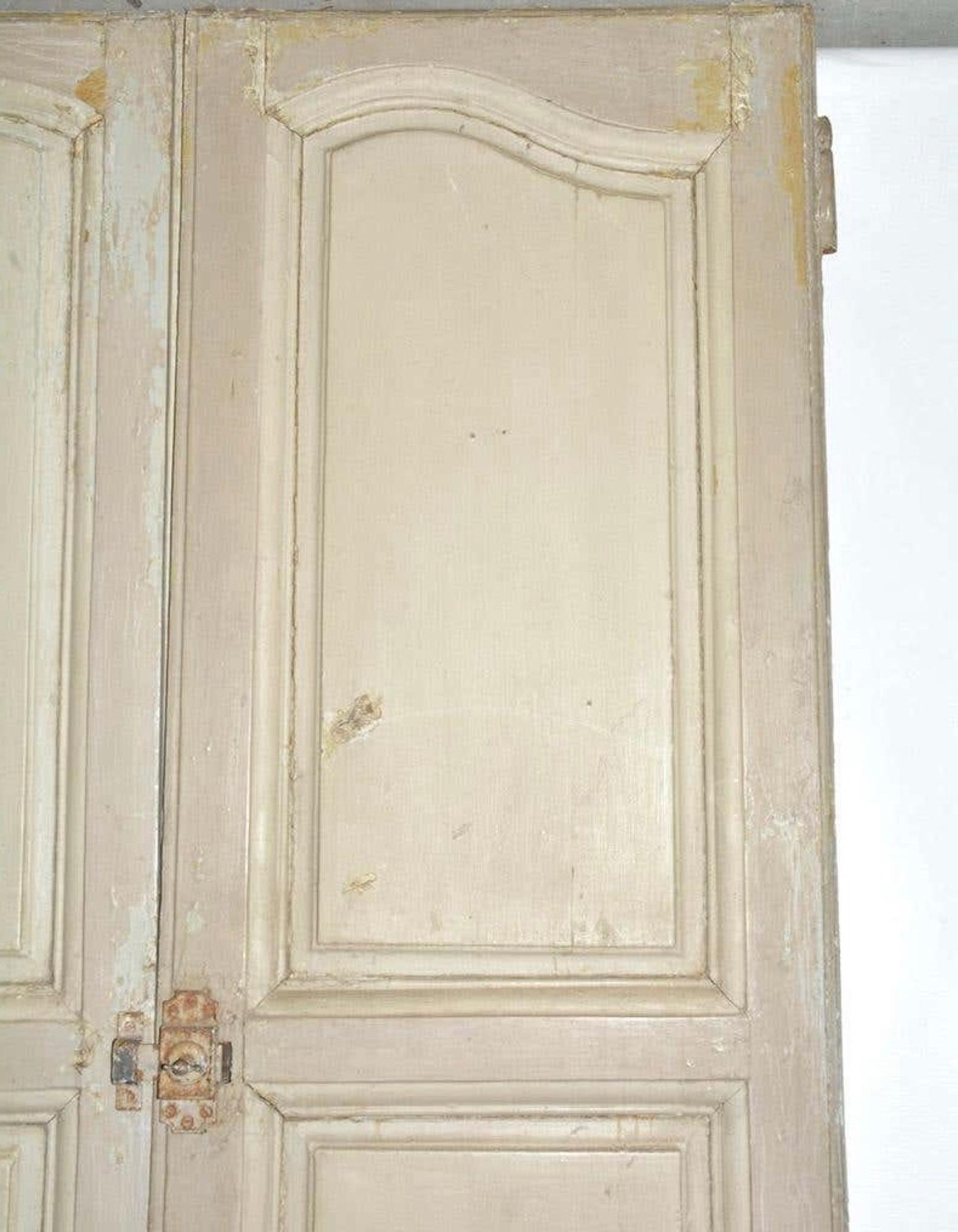 French Provincial Antique French Painted Paneled Cupboard Doors For Sale