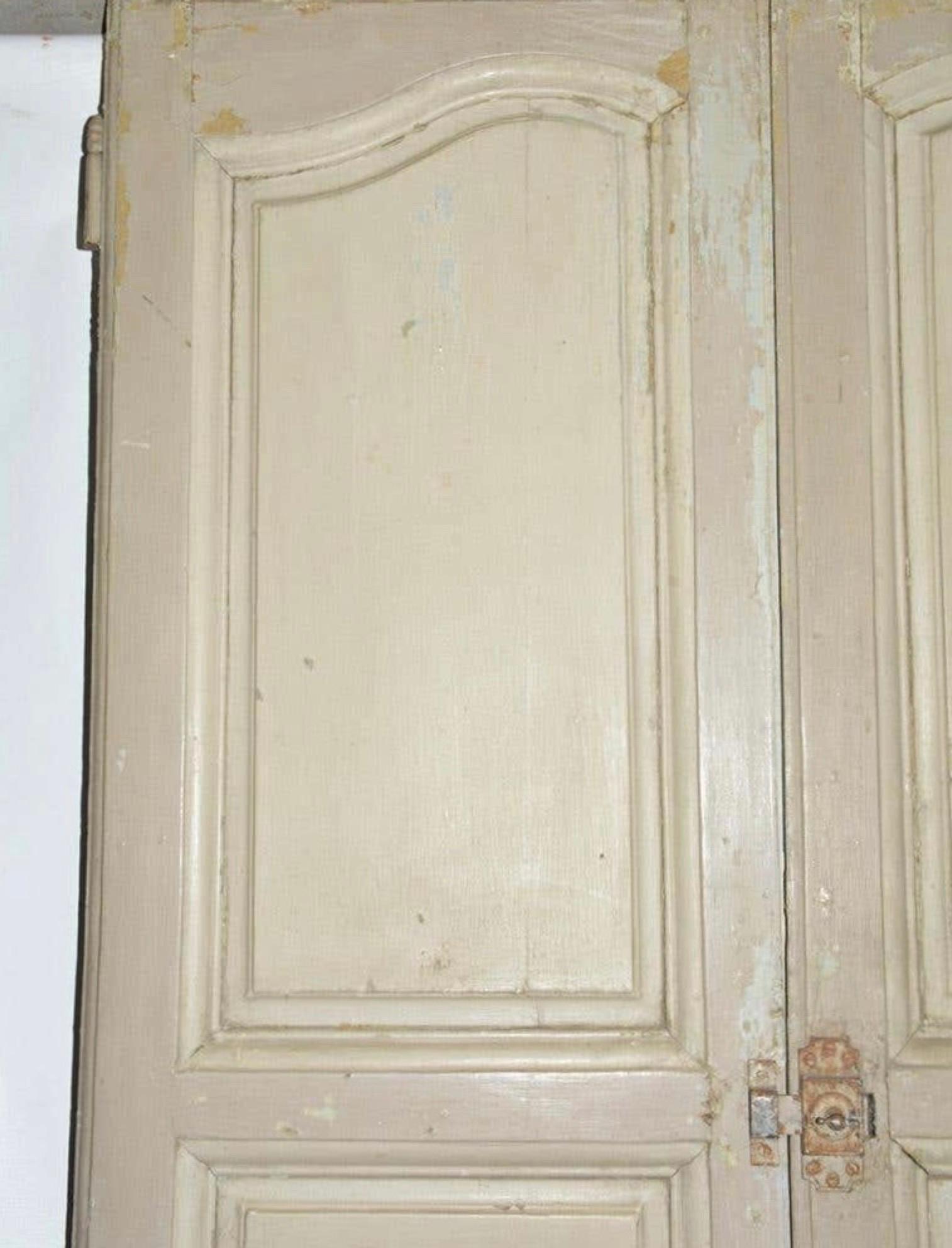 Hand-Painted Antique French Painted Paneled Cupboard Doors For Sale