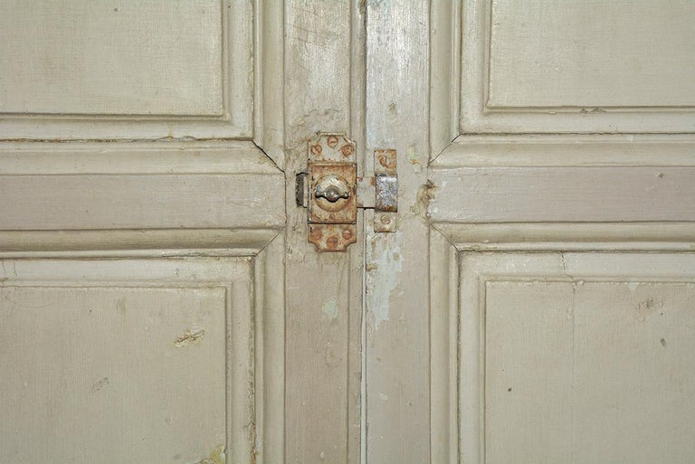Antique French Painted Paneled Cupboard Doors For Sale at 1stDibs