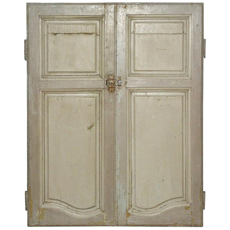 Antique French Painted Paneled Cupboard Doors For Sale at 1stDibs