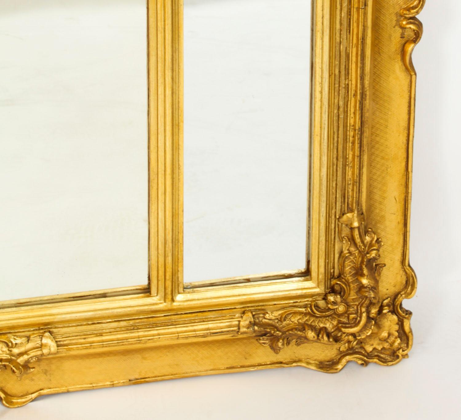 Antique French Painted & Parcel Gilt Trumeau Mirror 19th Century For Sale 7
