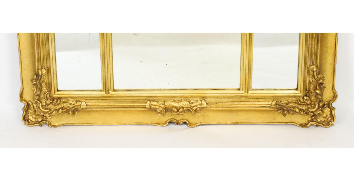 Antique French Painted & Parcel Gilt Trumeau Mirror 19th Century For Sale 8