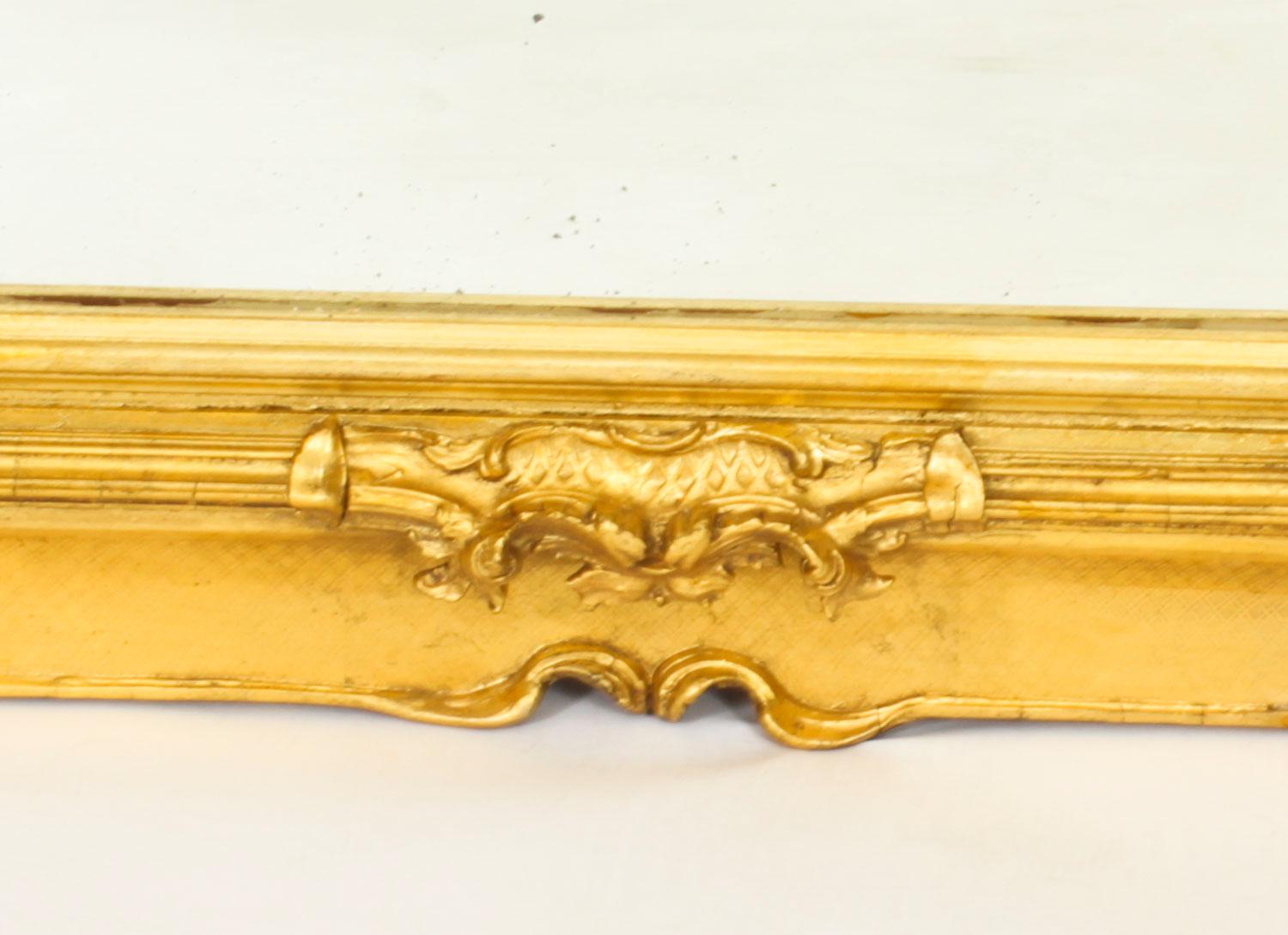 Antique French Painted & Parcel Gilt Trumeau Mirror 19th Century For Sale 9