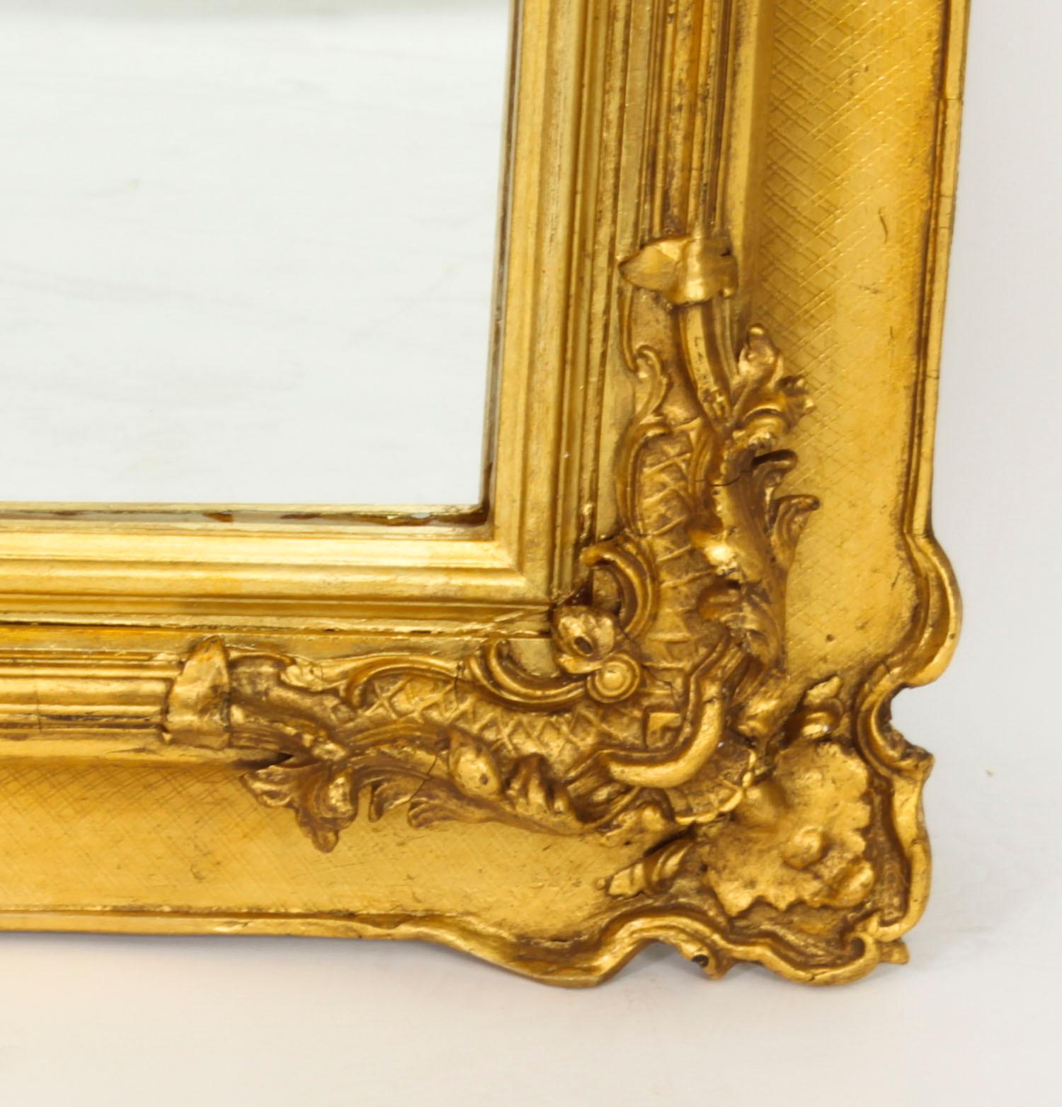 Antique French Painted & Parcel Gilt Trumeau Mirror 19th Century For Sale 10