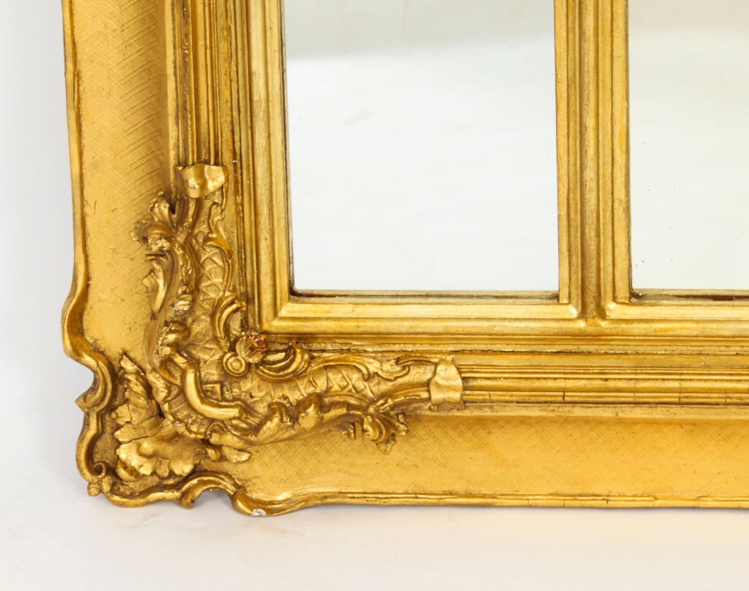 Antique French Painted & Parcel Gilt Trumeau Mirror 19th Century For Sale 11