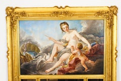 Antique French Painted & Parcel Gilt Trumeau Mirror 19th Century