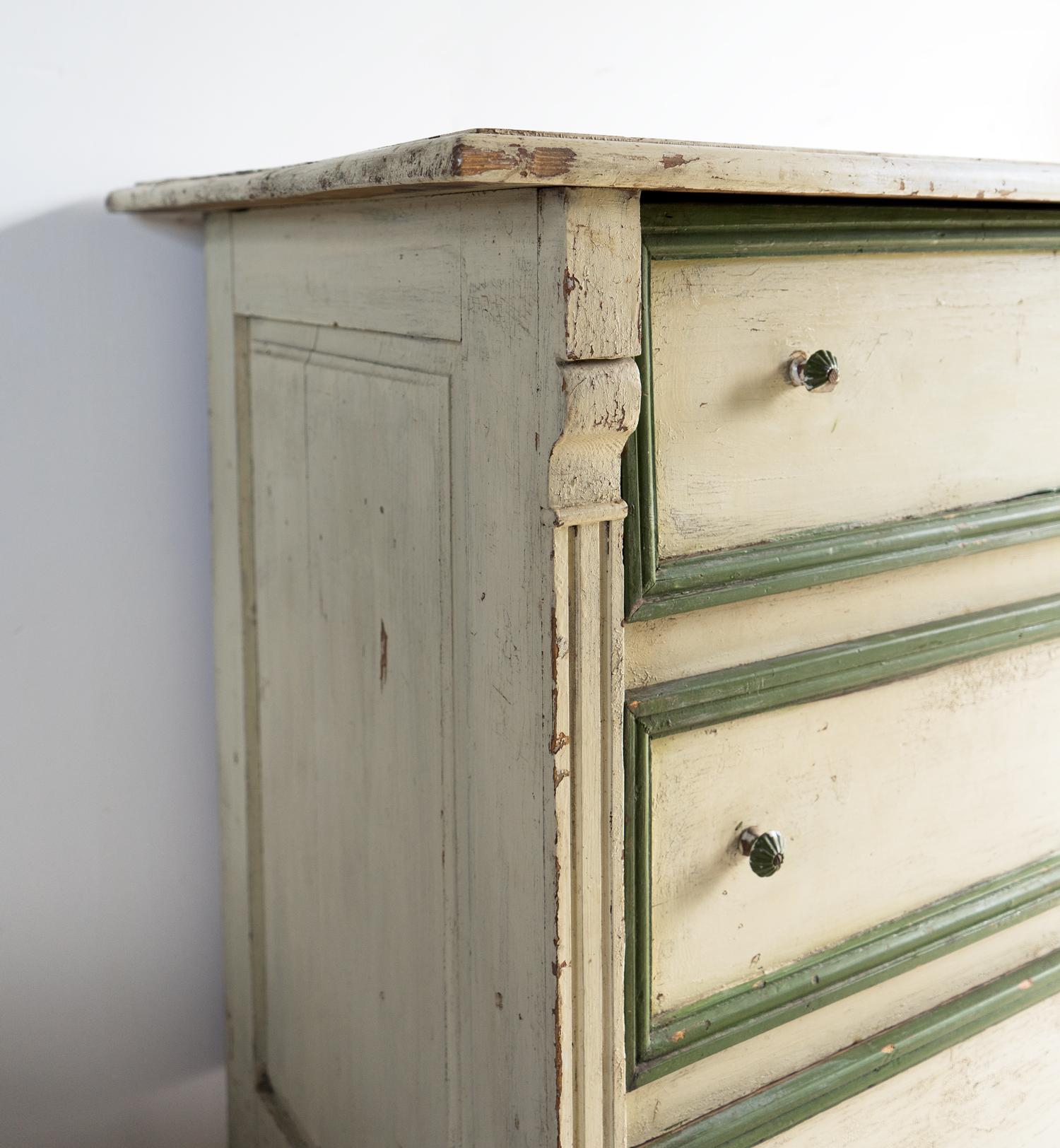 Antique French Painted Pine Commode / Chest Of Drawers, 19th Century For Sale 6