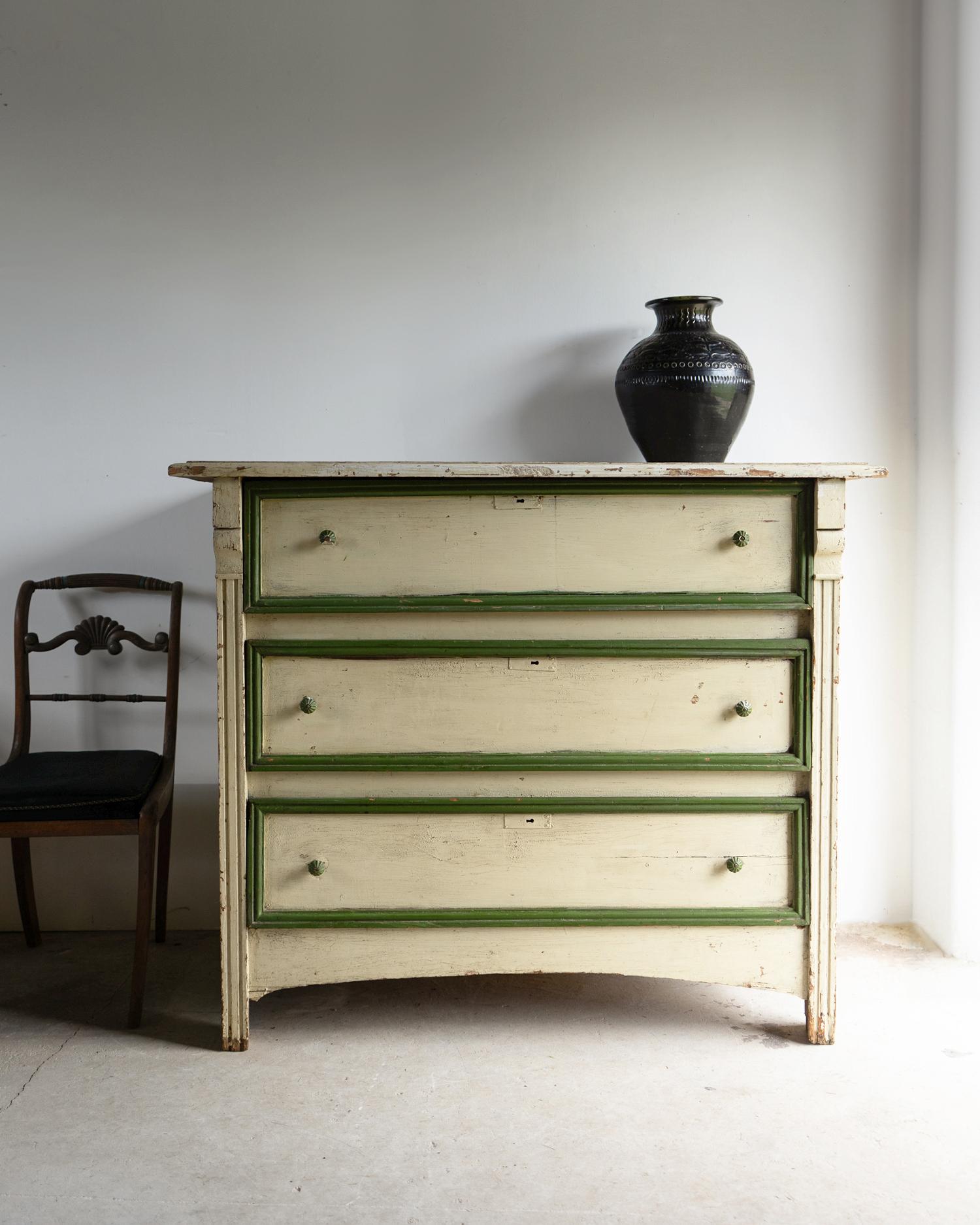 Antique French Painted Pine Commode / Chest Of Drawers, 19th Century For Sale 2