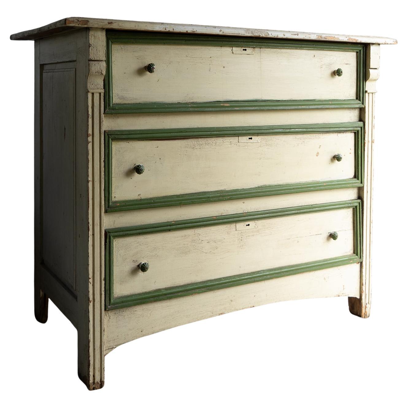 Antique French Painted Pine Commode / Chest Of Drawers, 19th Century