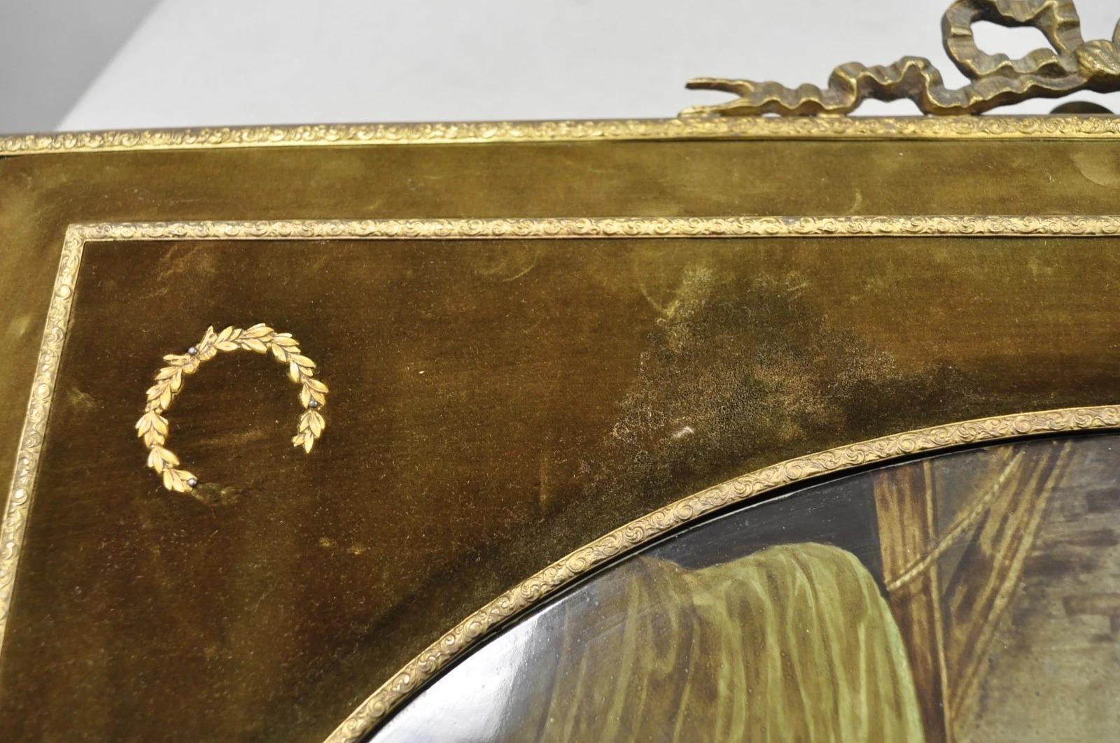 Antique French Painted Porcelain Framed Wall Plaque Signed Jean-Baptiste Greuze For Sale 2