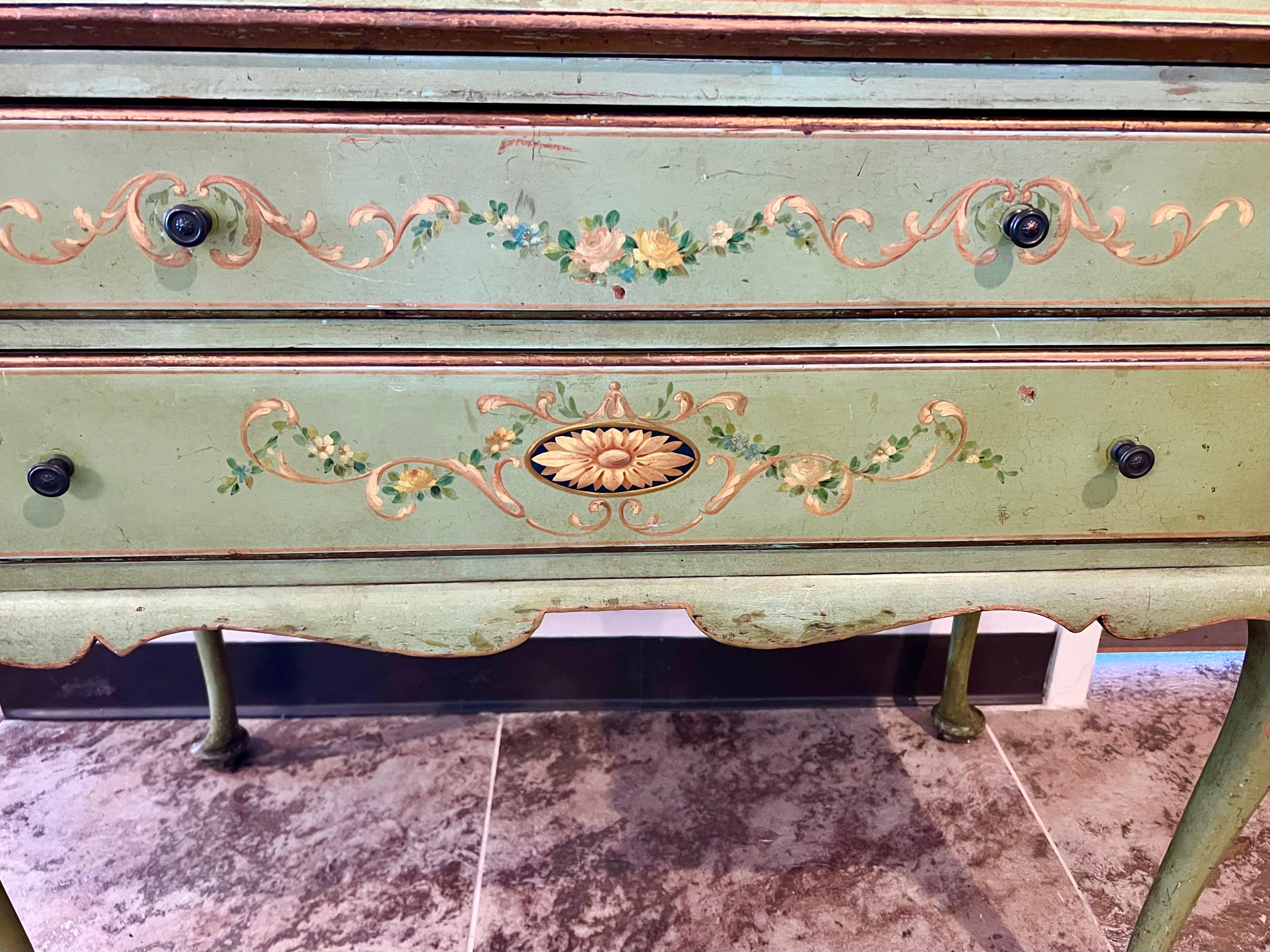 Antique French Painted Secretary Desk Display Cabinet 3