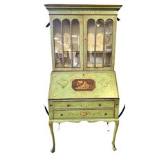 Antique French Painted Secretary Desk Display Cabinet
