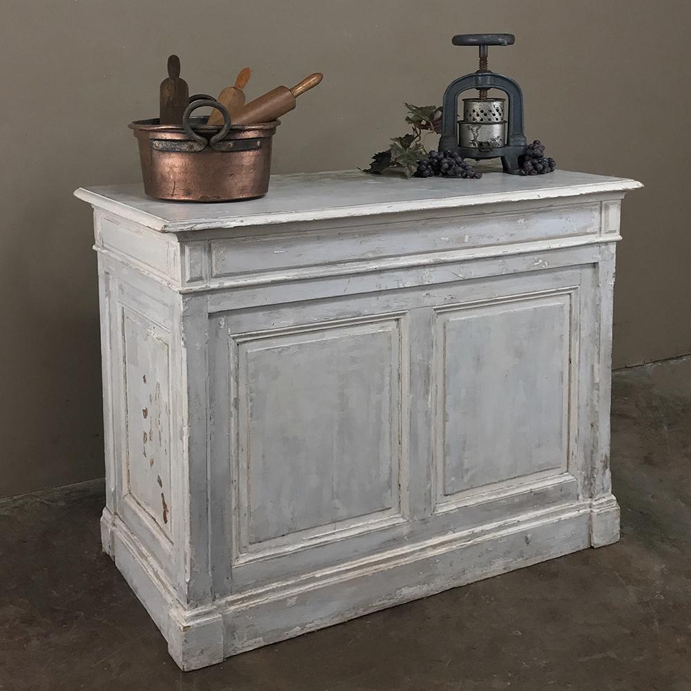 Rustic Antique French Painted Store Counter
