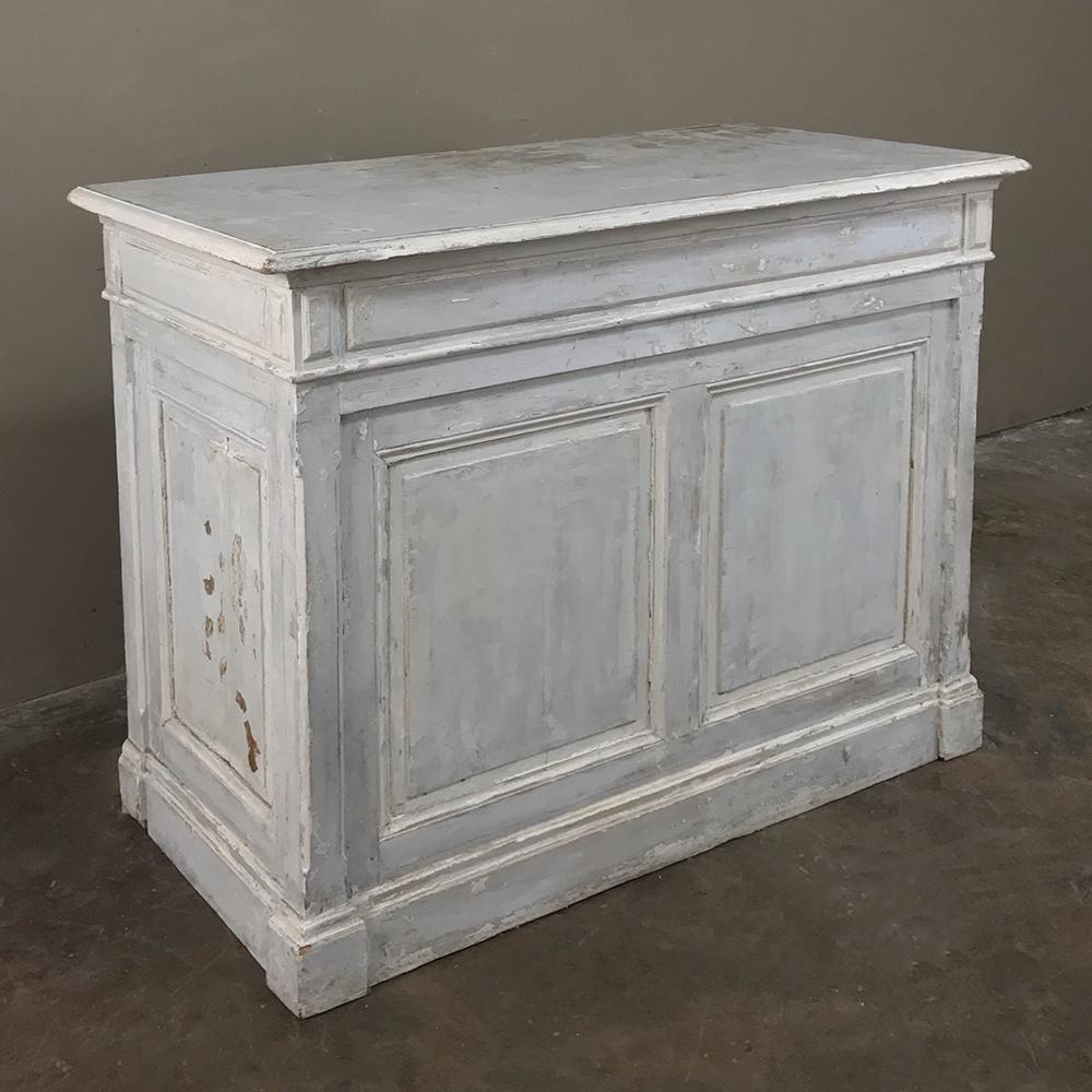 Hand-Crafted Antique French Painted Store Counter