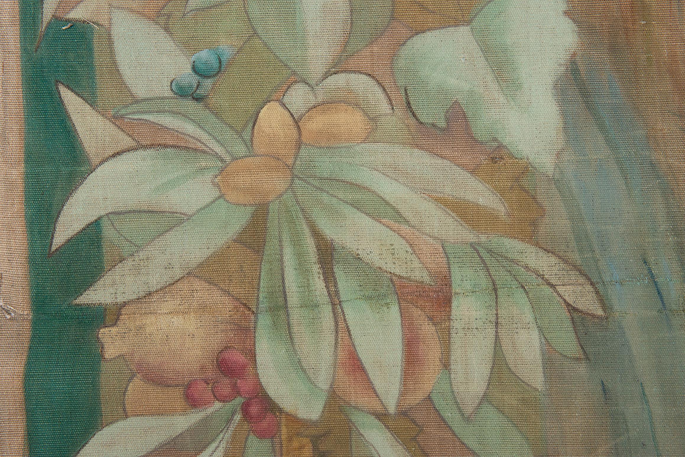 Antique French Painted Tapestry For Sale 4