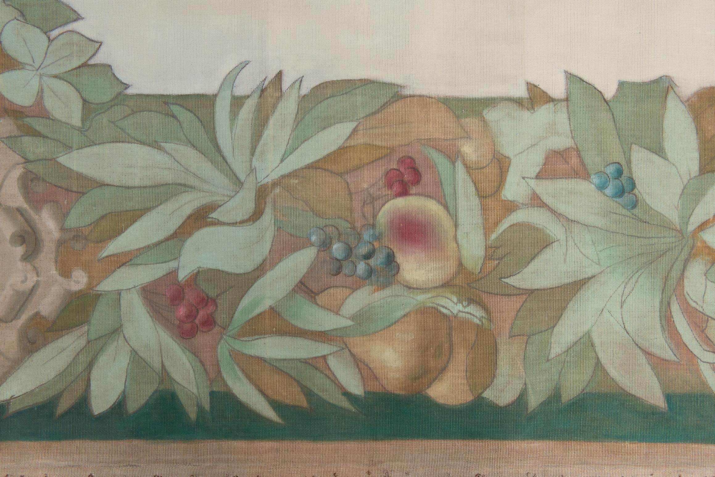 19th Century Antique French Painted Tapestry For Sale
