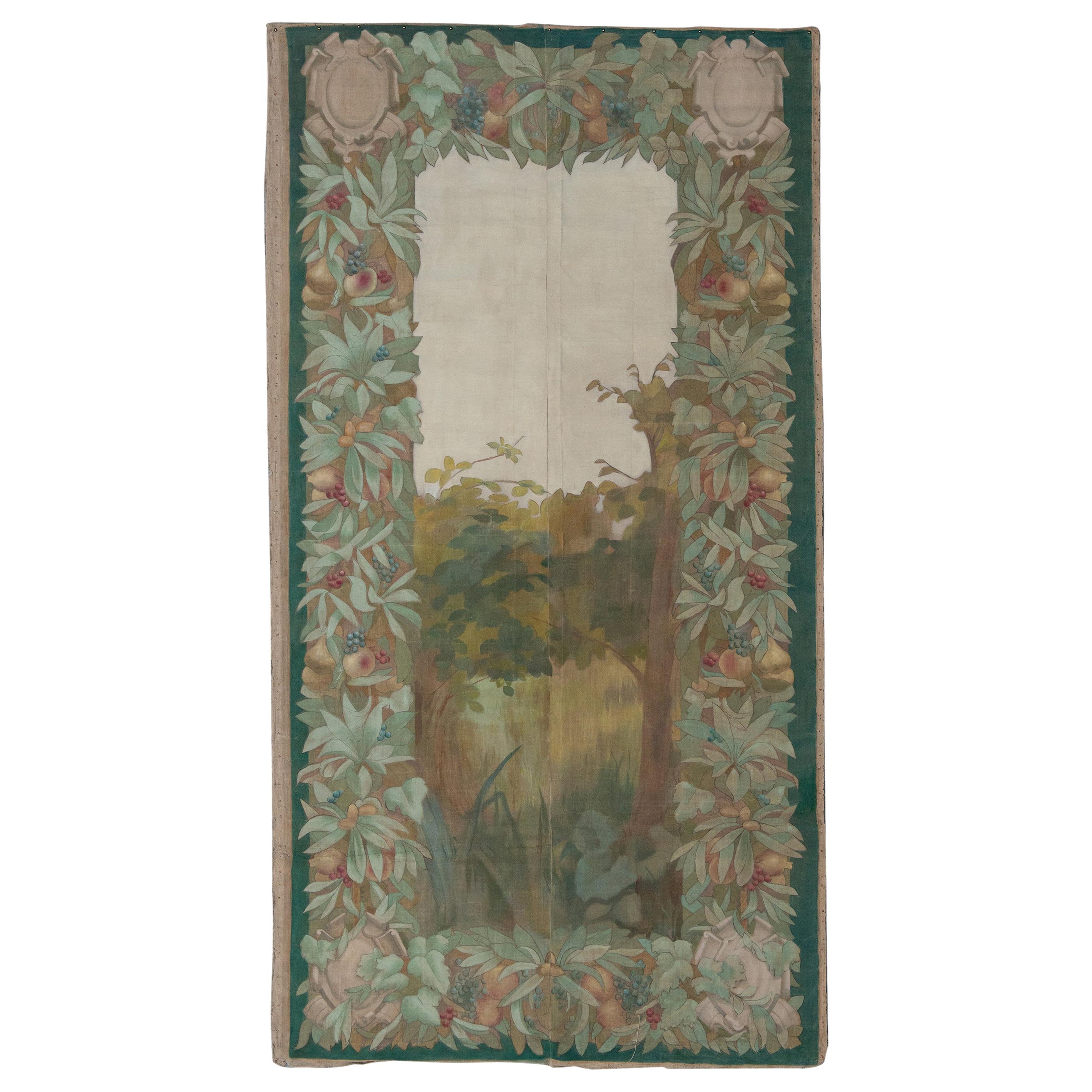 Antique French Painted Tapestry