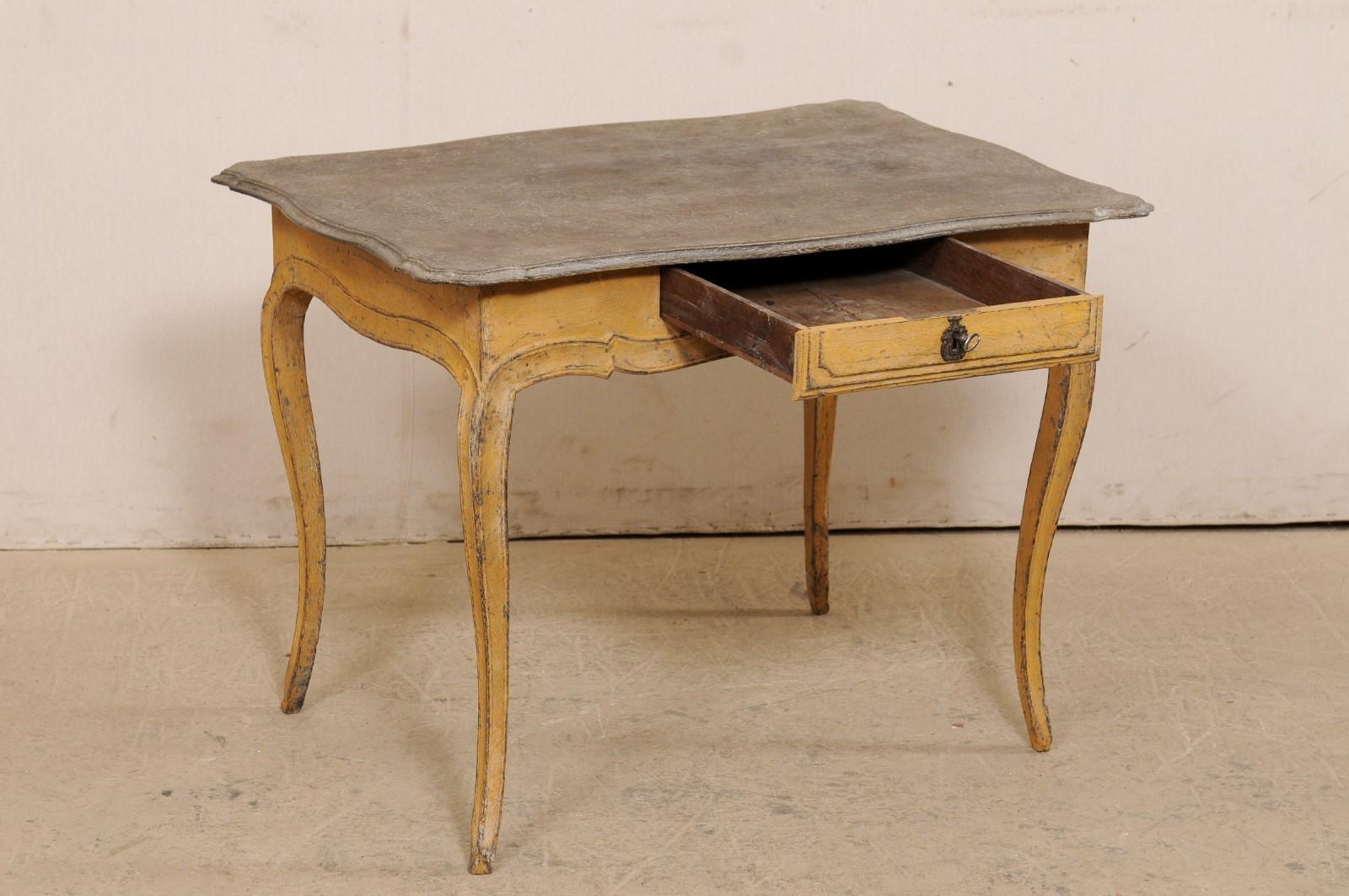 18th Century Antique French Painted Wood Bonheur-du-jour or Occasional Table w/Single Drawer For Sale