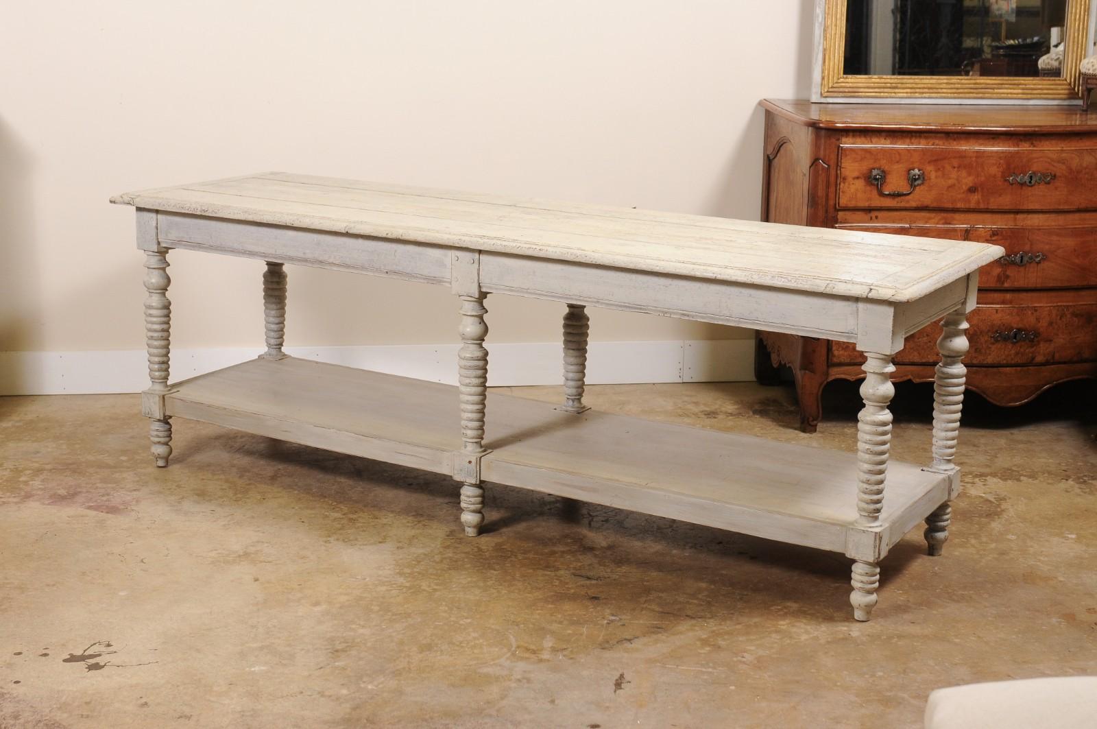 Antique French Painted Wood Drapers Table Console en vente 5