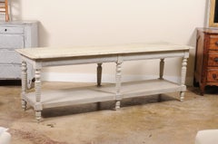 Antique French Painted Wood Drapers Table Console