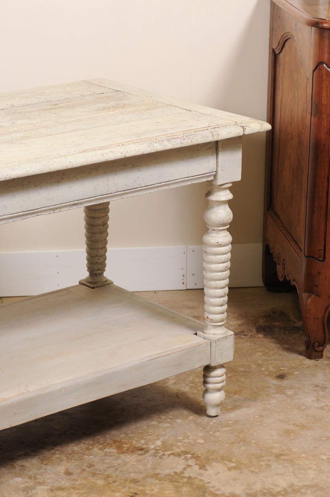 Fait main Antique French Painted Wood Drapers Table Console en vente