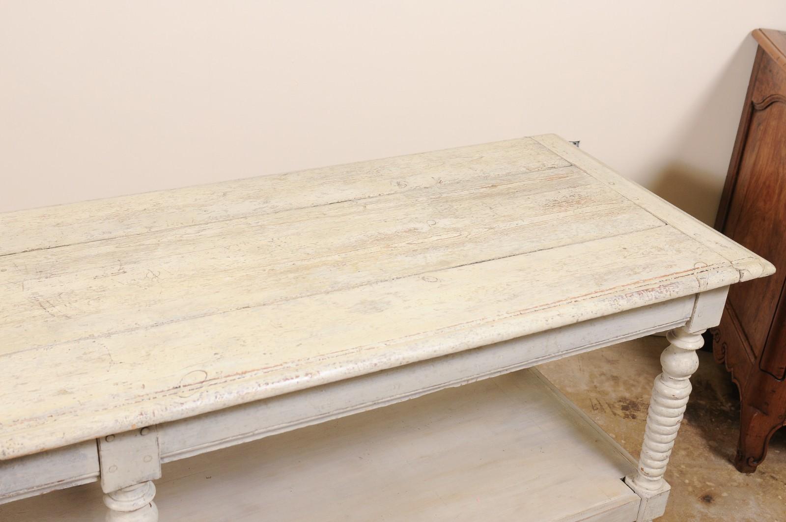 XIXe siècle Antique French Painted Wood Drapers Table Console en vente