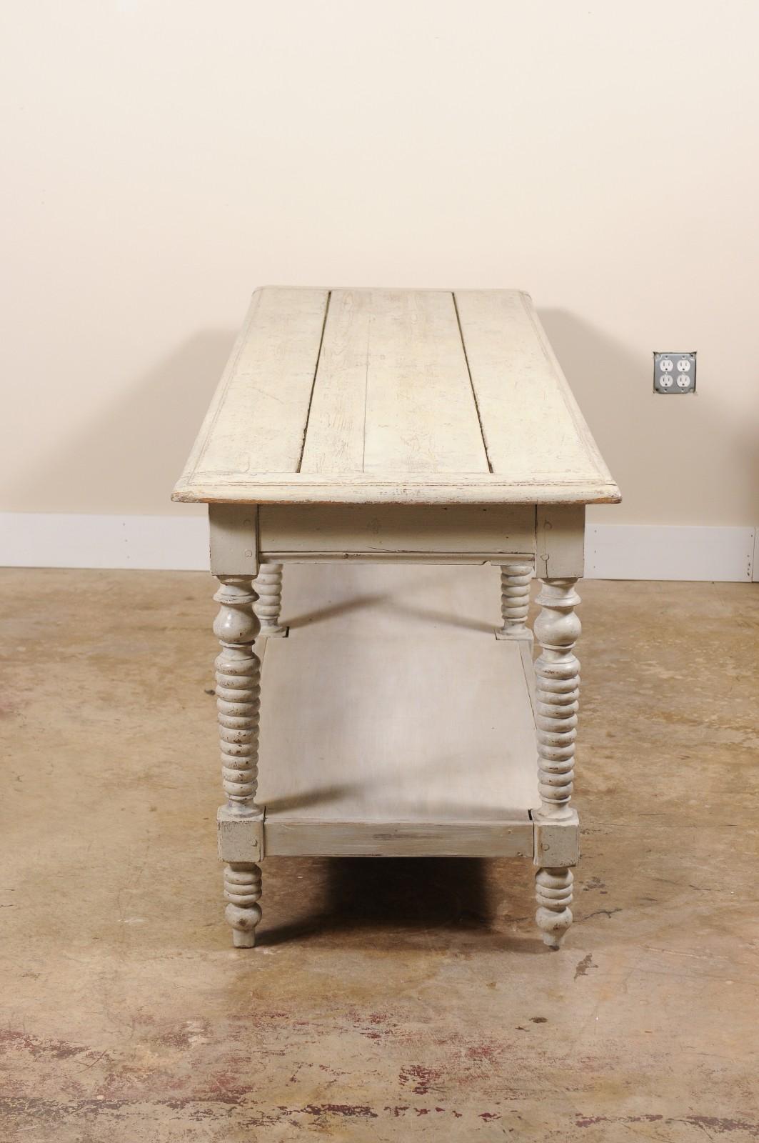 Bois Antique French Painted Wood Drapers Table Console en vente