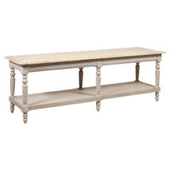 Antique French Painted Wood Drapers Table Console