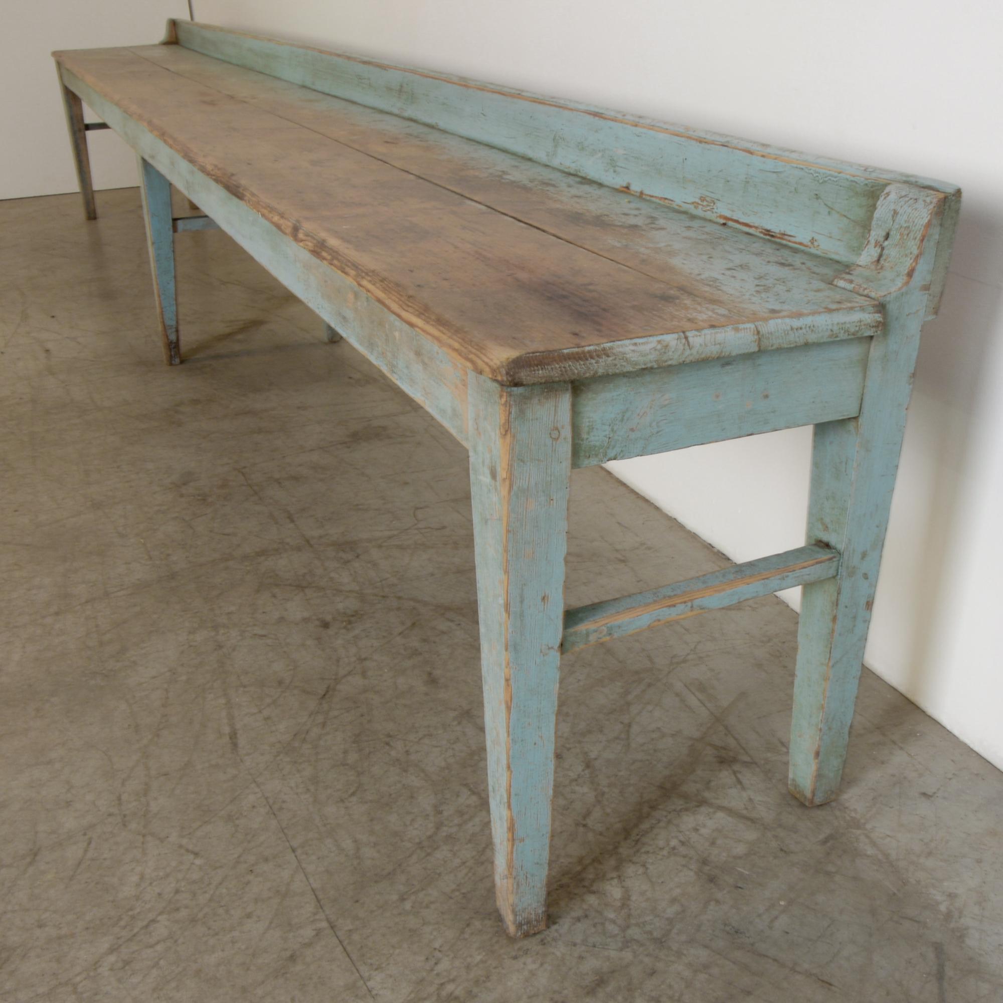 Softwood Antique French Painted Wooden Bench