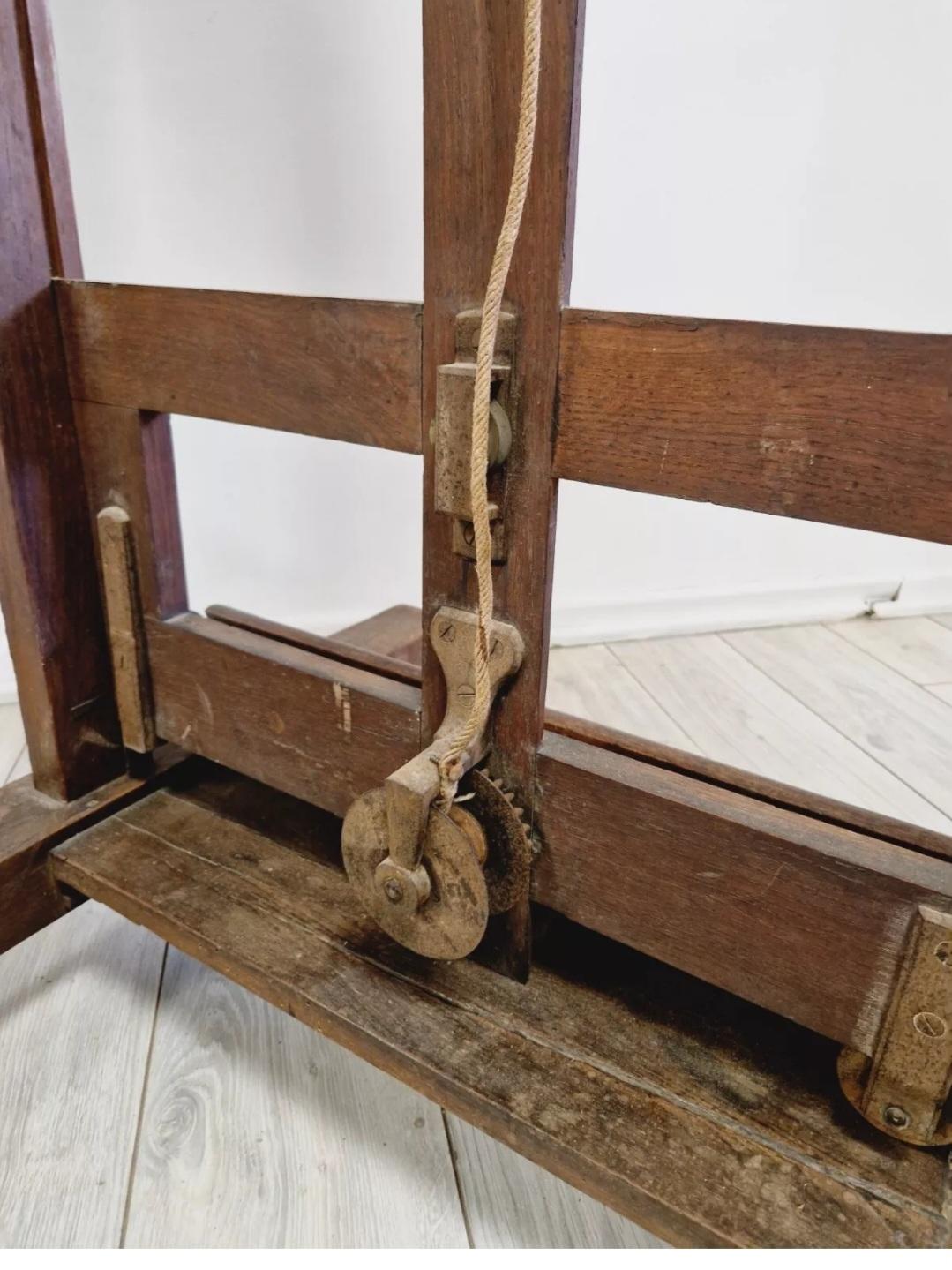 Neoclassical Antique French Painting Easel with Rack by Bonhomme Paris For Sale