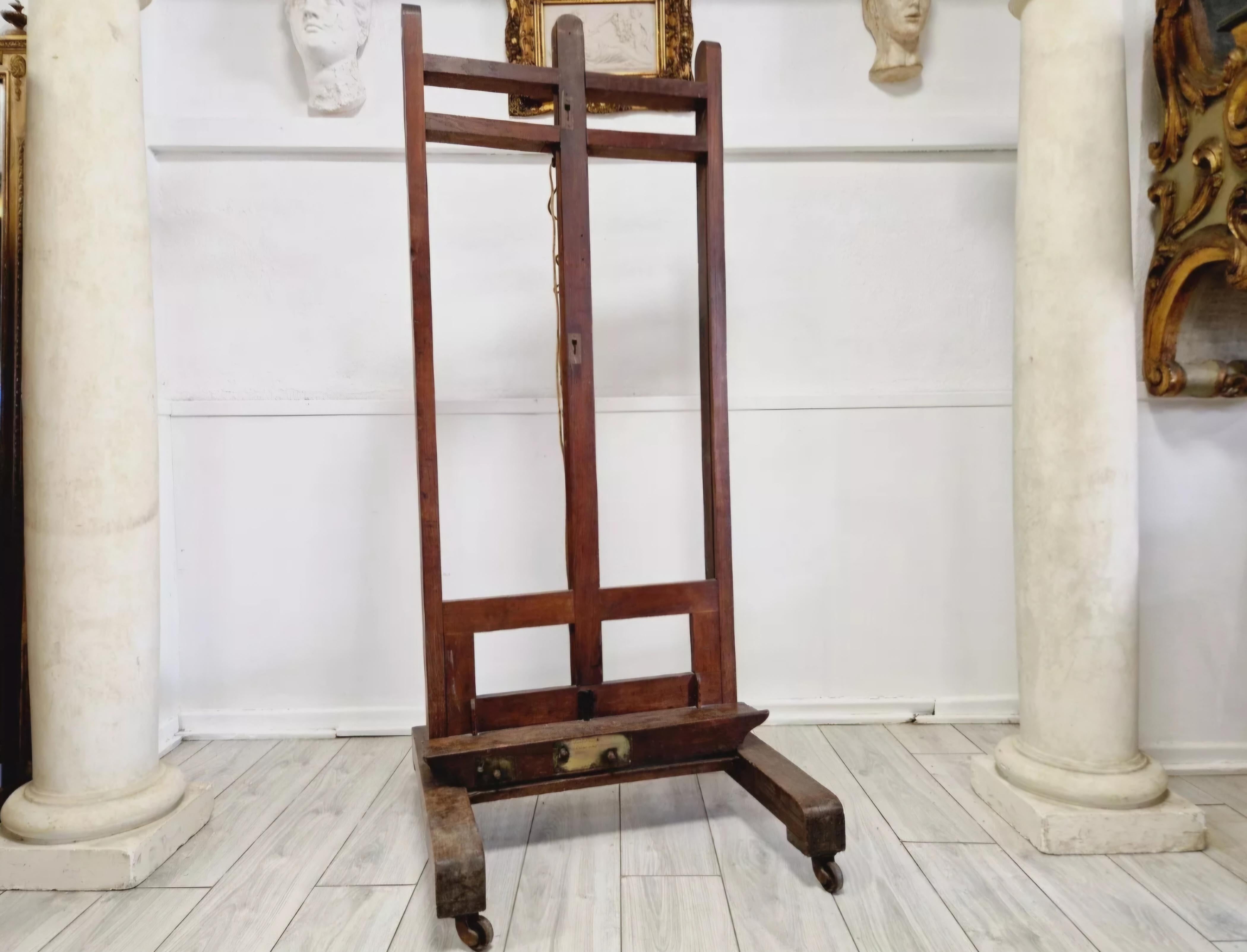 Antique French Painting Easel with Rack by Bonhomme Paris For Sale 2