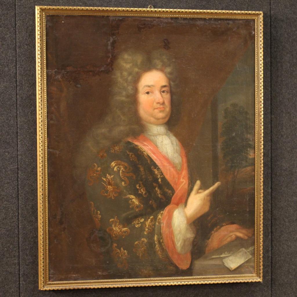 Antique French Painting Portrait of a Gentleman from the 18th Century For Sale 2