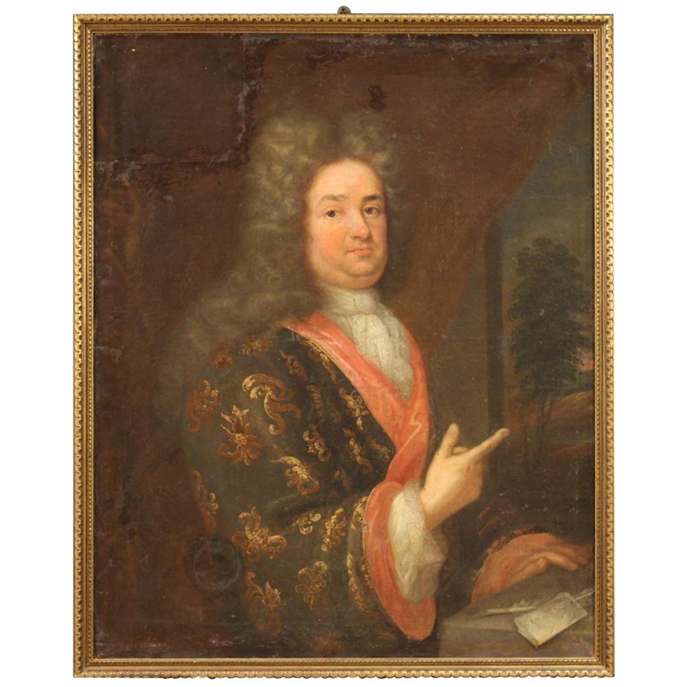 Antique French Painting Portrait of a Gentleman from the 18th Century For Sale