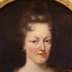 Antique French Painting Portrait of a Noble Lady from the 18th Century