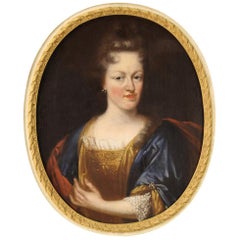 Antique French Painting Portrait of a Noble Lady from the 18th Century