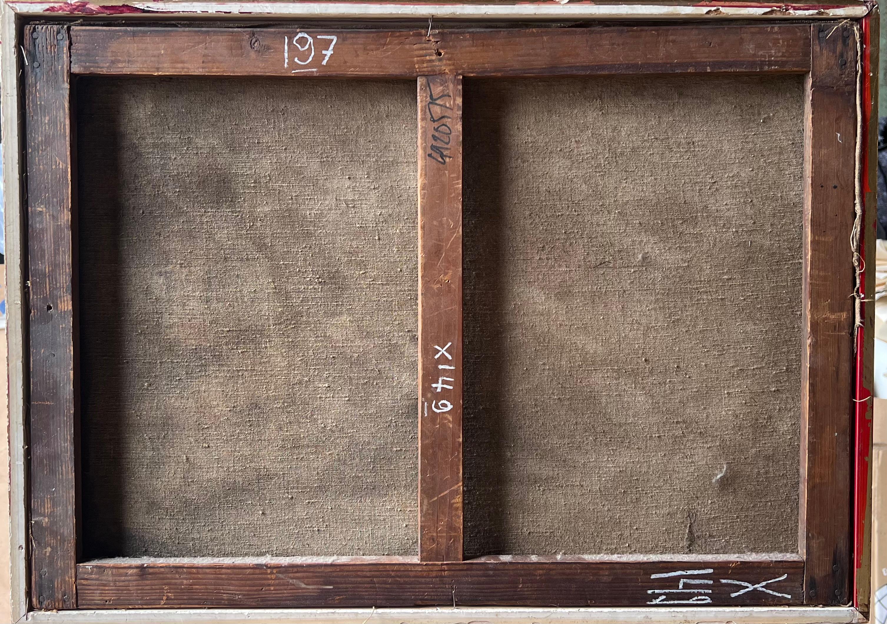 Expressionniste français des années 1930 Scène de course de chevaux Jockeys à pleine allure Huile signée en vente 3