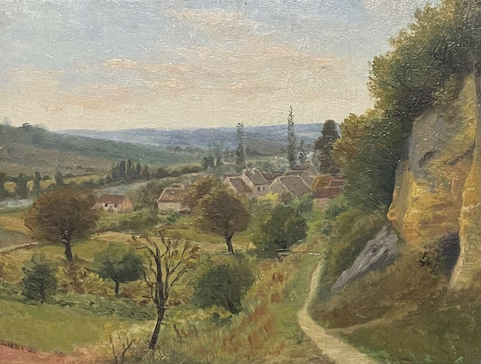 Antique French Landscape Painting - French Landscape Far Reaching Panoramic Views, indistinctly signed Oil