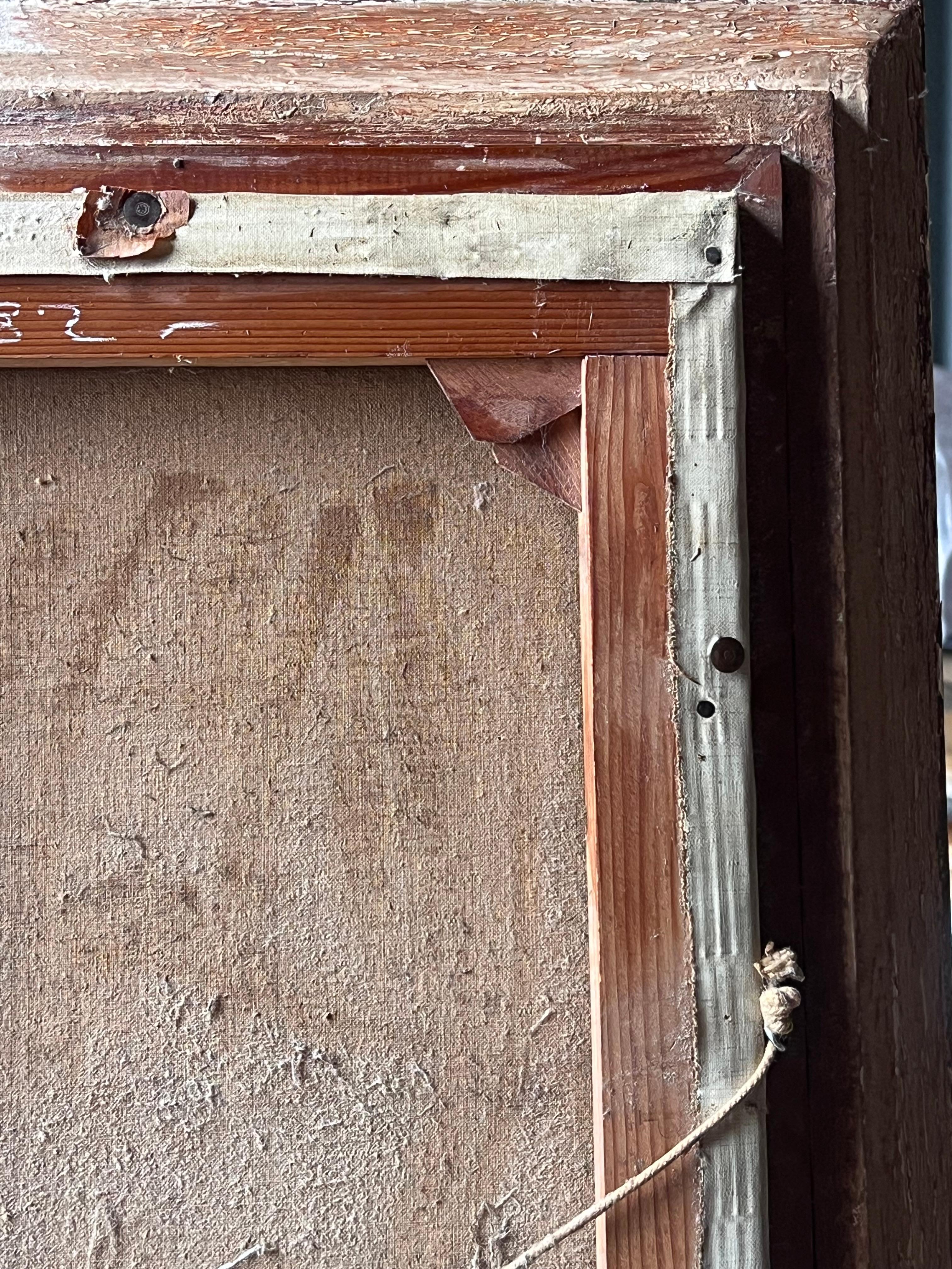 Vintage Französisch signiert Ölgemälde Sleepy Boote im Mittelmeer Fischereihafen im Angebot 6