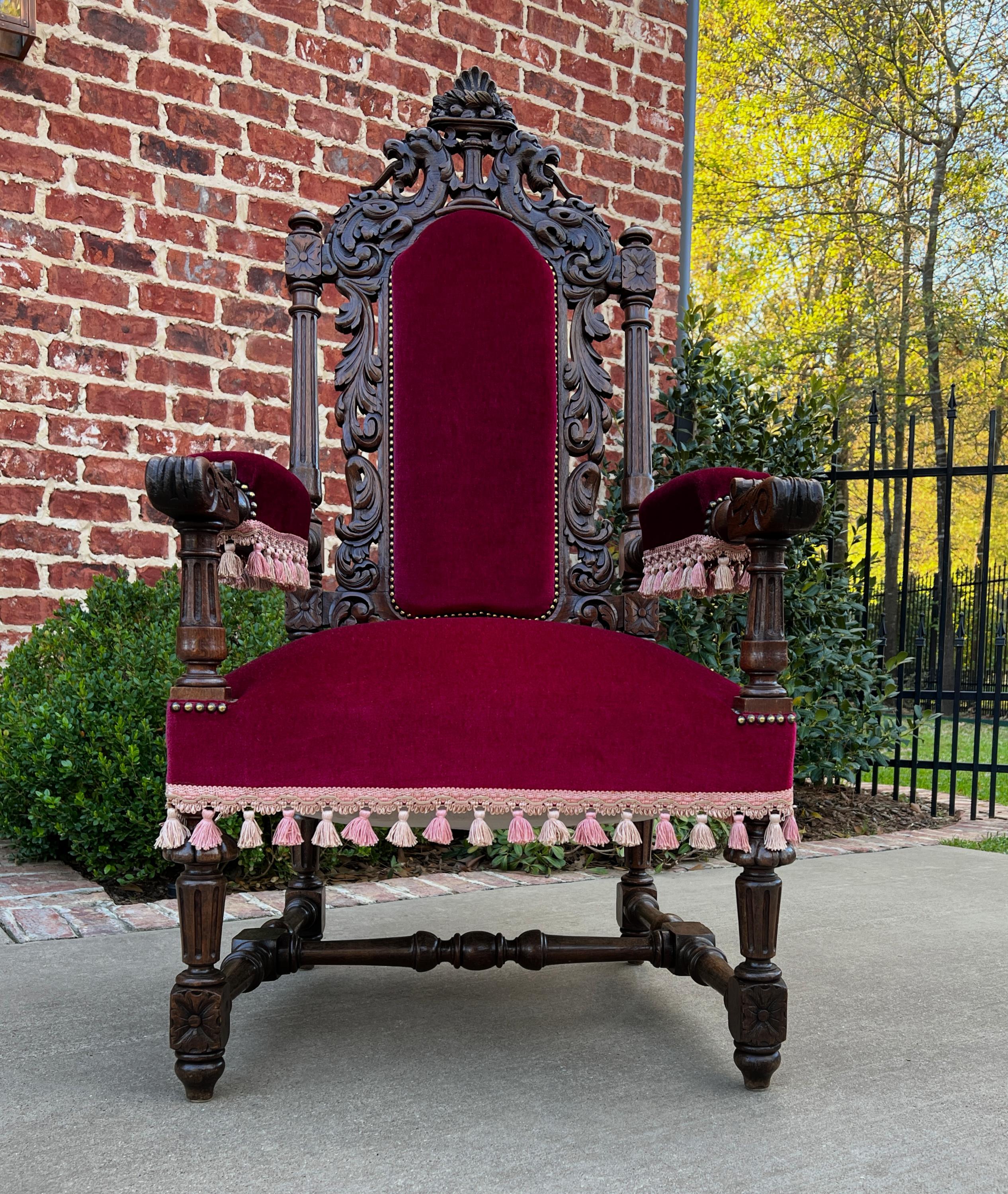 Paire de fauteuils français anciens Fauteuils de salon Grande tapisserie rouge 19e siècle en vente 6