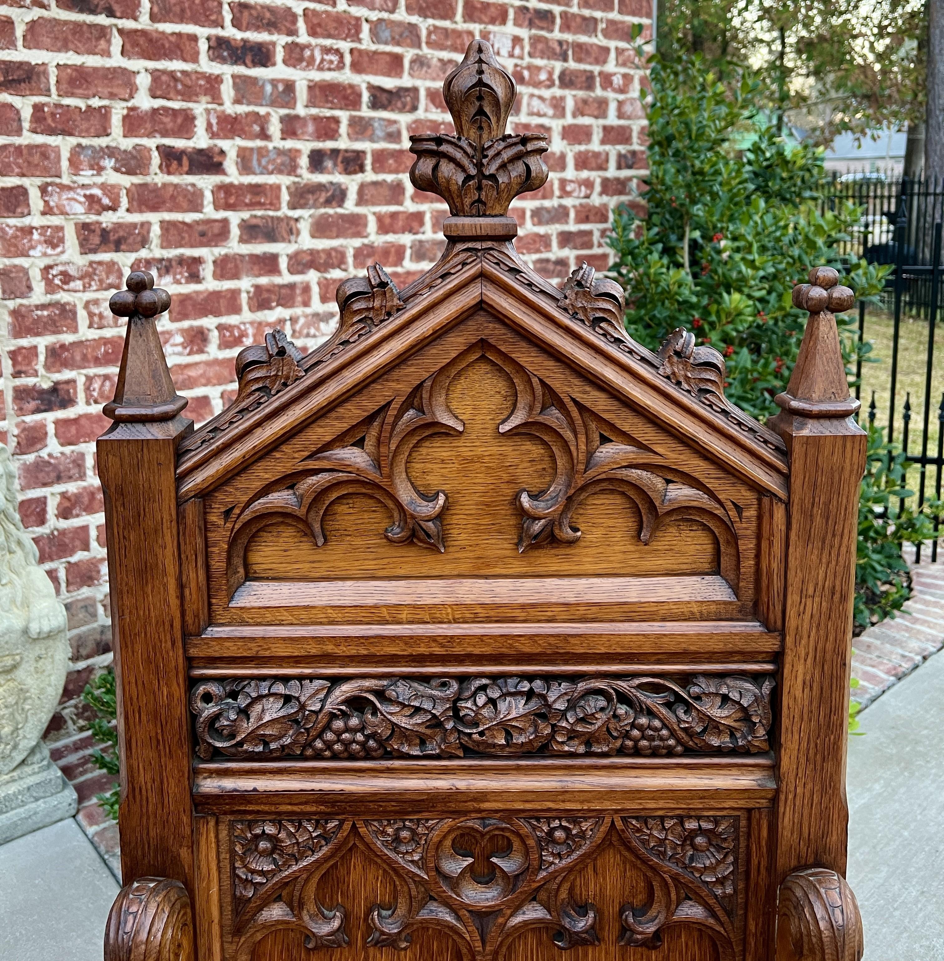 19th Century Antique French PAIR Bishops Throne Alter Chairs Gothic Revival Oak 19thC For Sale