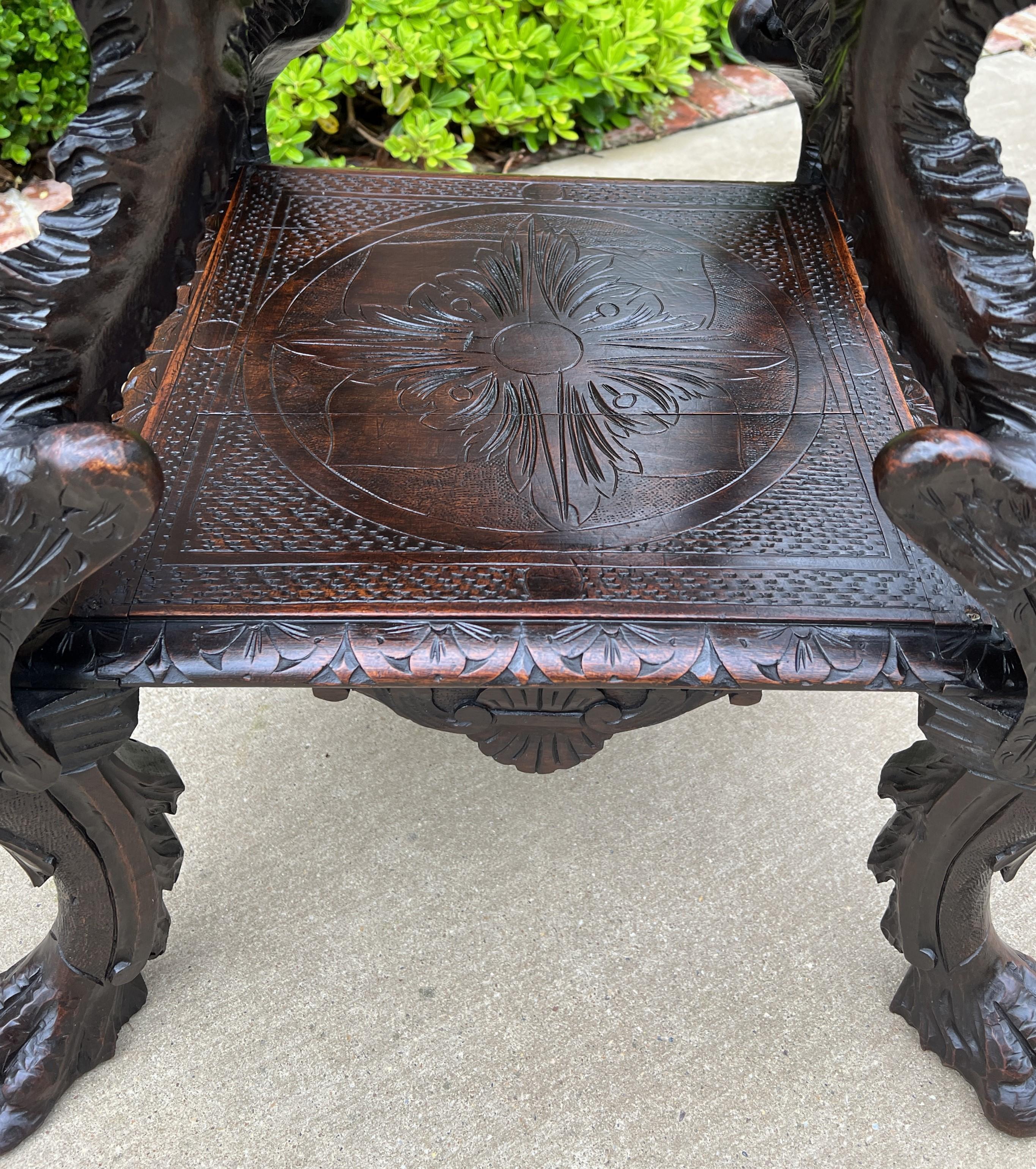 Antique French Pair End Tables Side Tables Nightstands Dragons Oak Gothic 19th C For Sale 1
