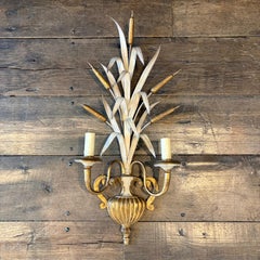 Antique French Pair Gilded Wheat Sheaf Wall Sconces