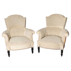 Antique French pair of chairs, for upholstery 