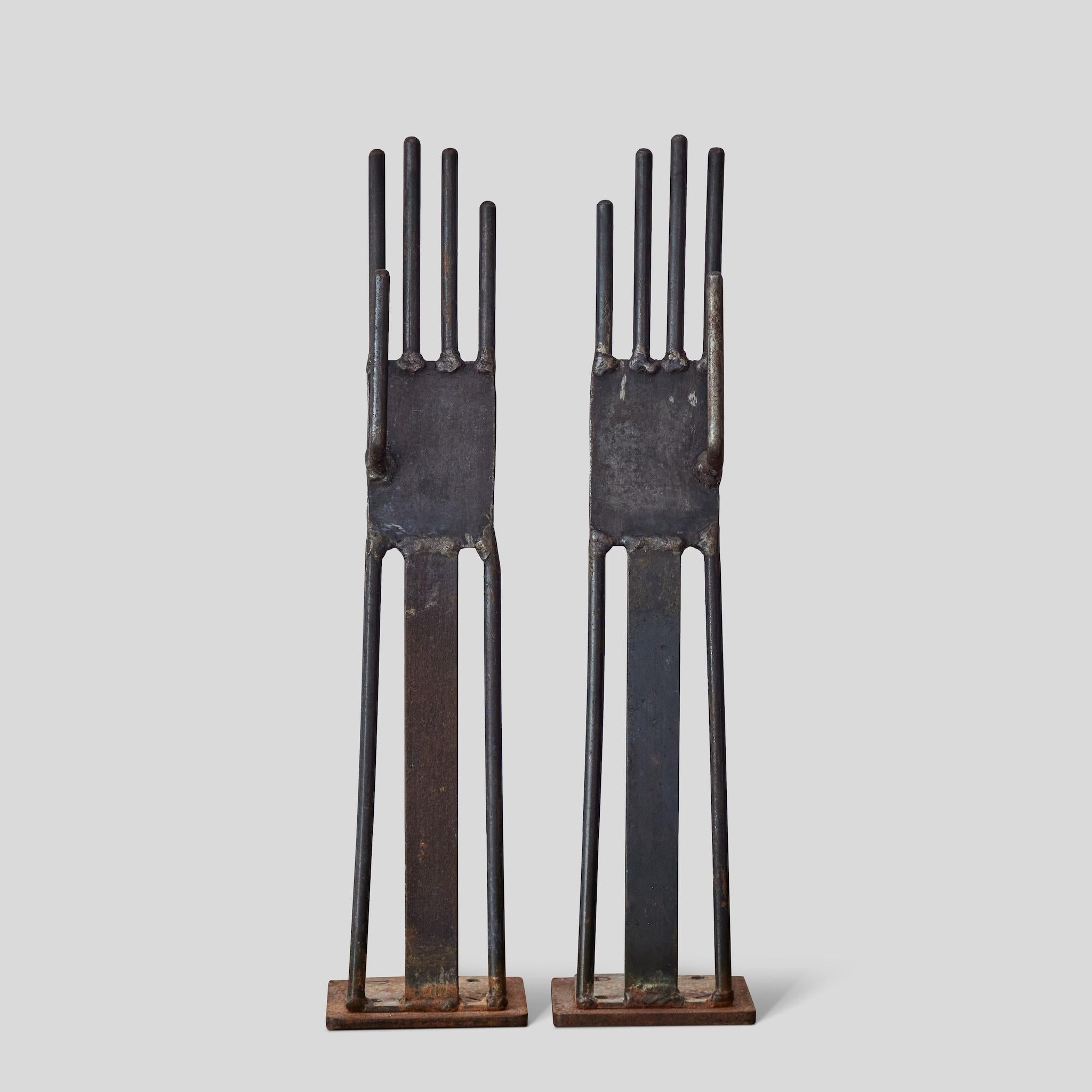 A pair of glove molds in metal (sizes may vary). Originating in France, circa 1910.