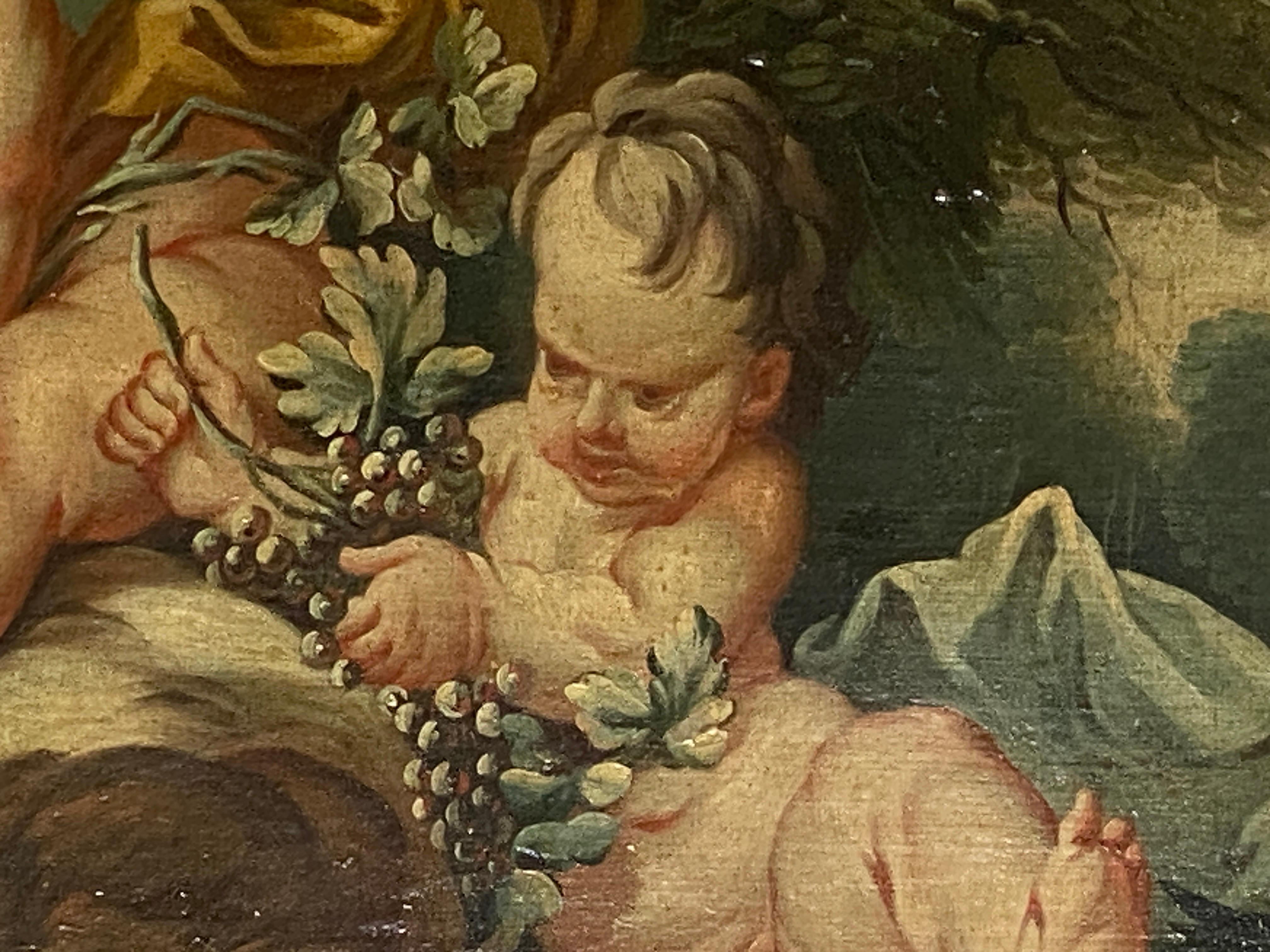 Antique French Pair of large Oils on Canvas  Painting of Cherubs 18eme Century For Sale 13