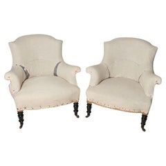 Antique French pair of Napoleon III chairs, for upholstery