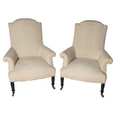 Antique French pair of Napoleon III chairs, for upholstery