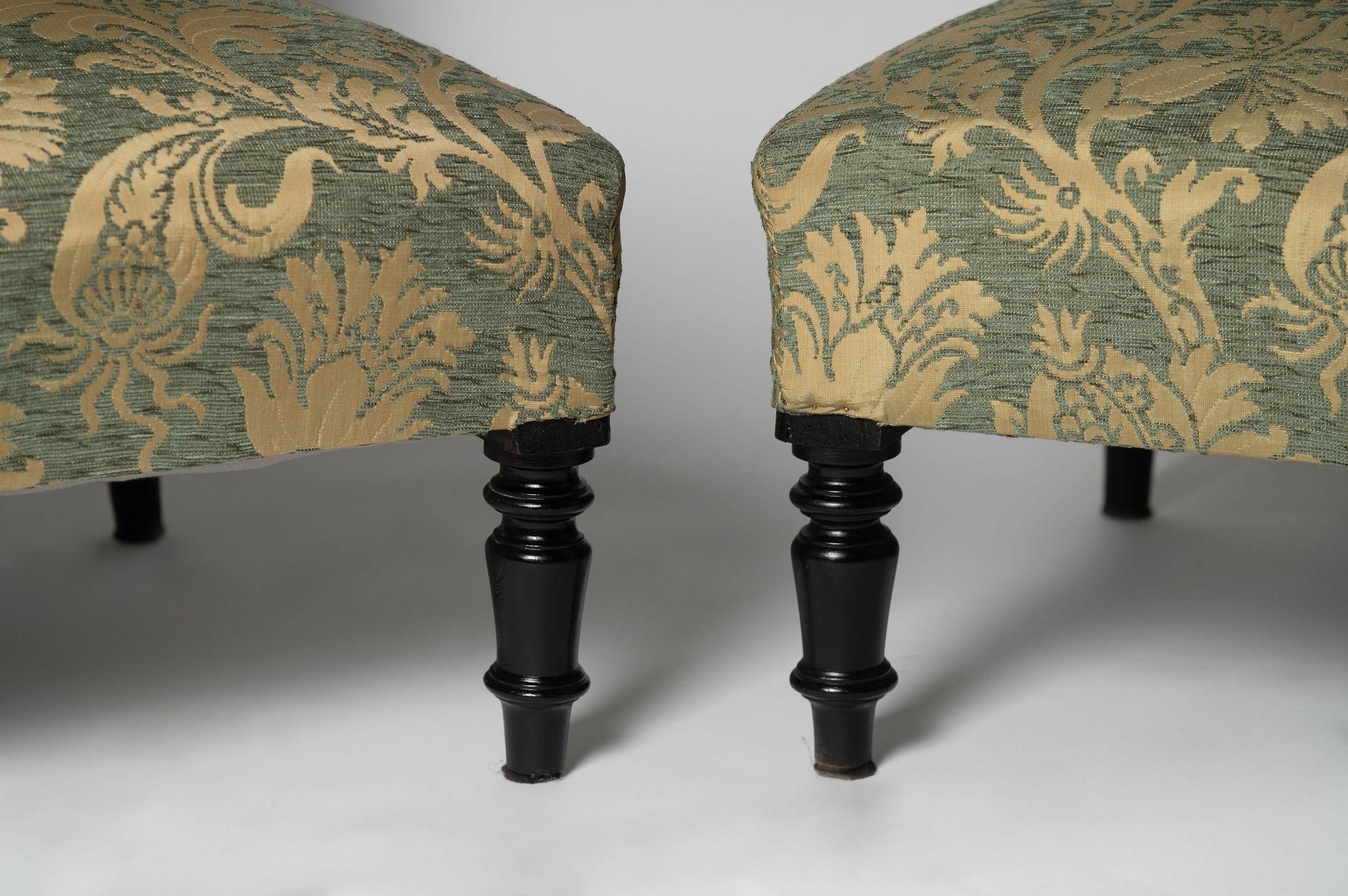 20th Century Antique French pair of Napoleon III slipper chairs, for upholstery