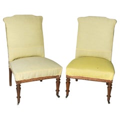 Antikes französisches Paar Slipper-Stühle, zur Polsterung, elegante Form 